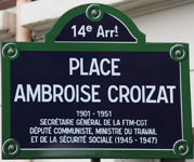 Plaque de la place Ambroise Croizat  Paris.
