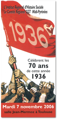 Plaquette de l'initiative de l'IRHS-CGT sur 1936.